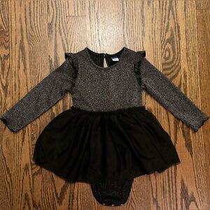 Old Navy Black and Silver Long Sleeve Bodysuit Dress